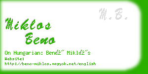 miklos beno business card